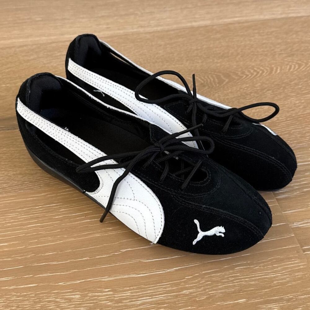 Puma Ballet Flat Sneakers Speedcat Size US 6 Black White